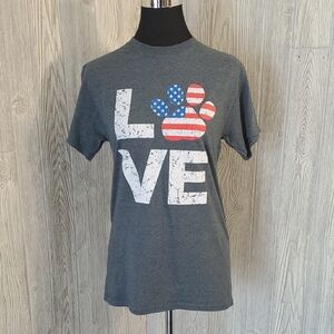 Gildan Gray Love Paw Print Short Sleeve Tee